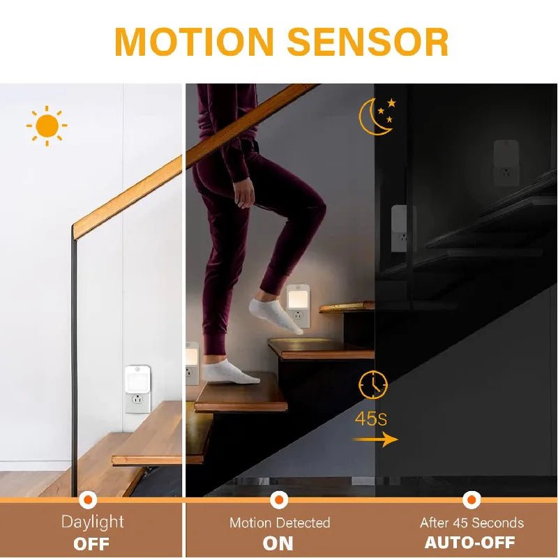 Motion Sensor LED Night Lights EU Plug Dimmable Cabinet Light For Baby Bedside Bedroom Corridor Wireless Night Lamp Lighting - Smoothy Home