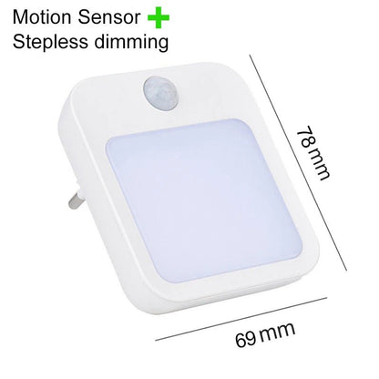 Motion Sensor LED Night Lights EU Plug Dimmable Cabinet Light For Baby Bedside Bedroom Corridor Wireless Night Lamp Lighting - Smoothy Home