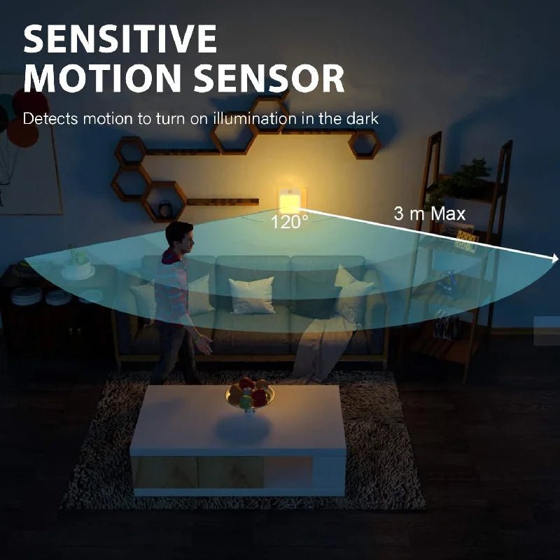 Motion Sensor LED Night Lights EU Plug Dimmable Cabinet Light For Baby Bedside Bedroom Corridor Wireless Night Lamp Lighting - Smoothy Home