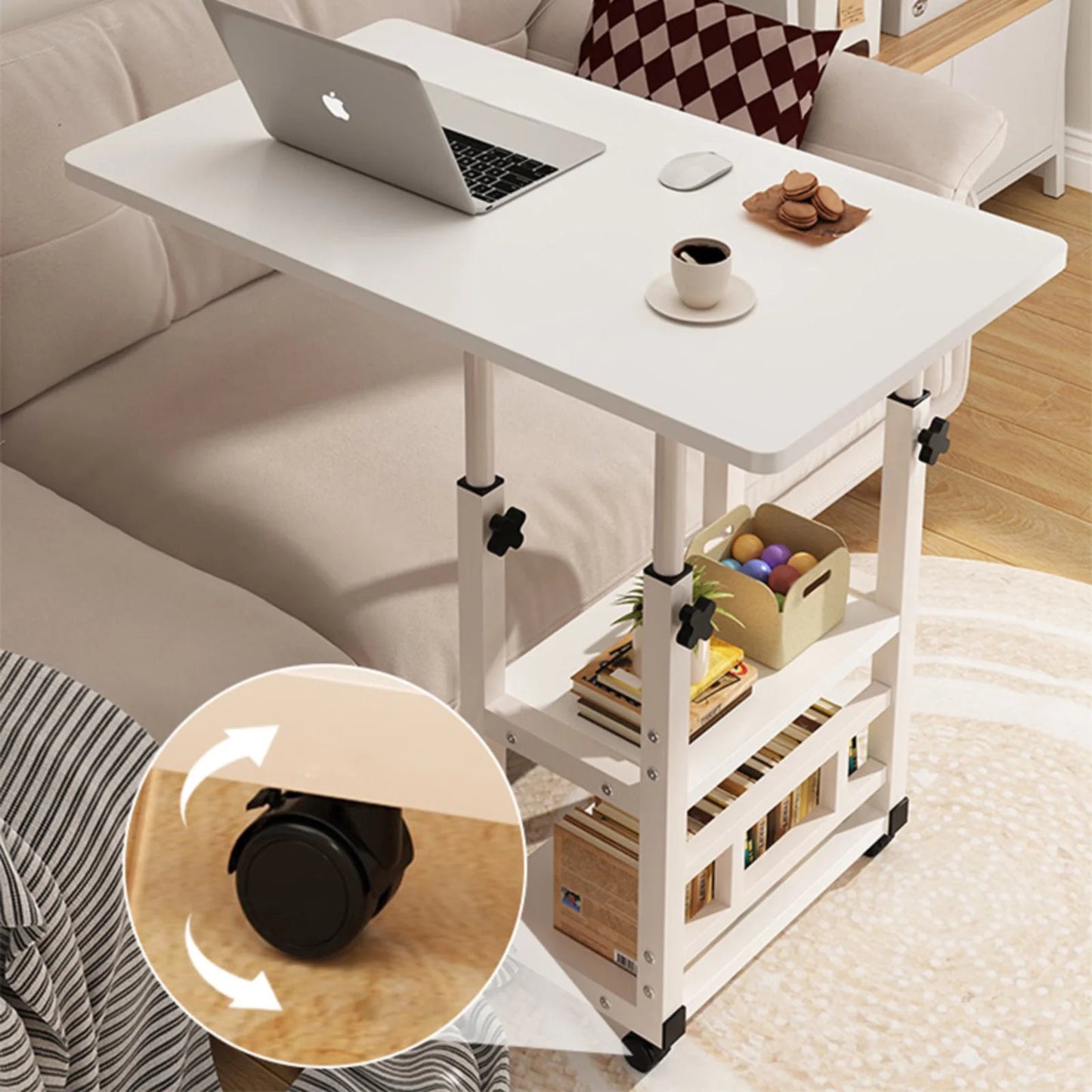 Movable Lifting Bedside Table Multifunctional Wheeled Movable Lifting Table For Bedroom Home Student Dormitory Desk Side Table - Smoothy Home