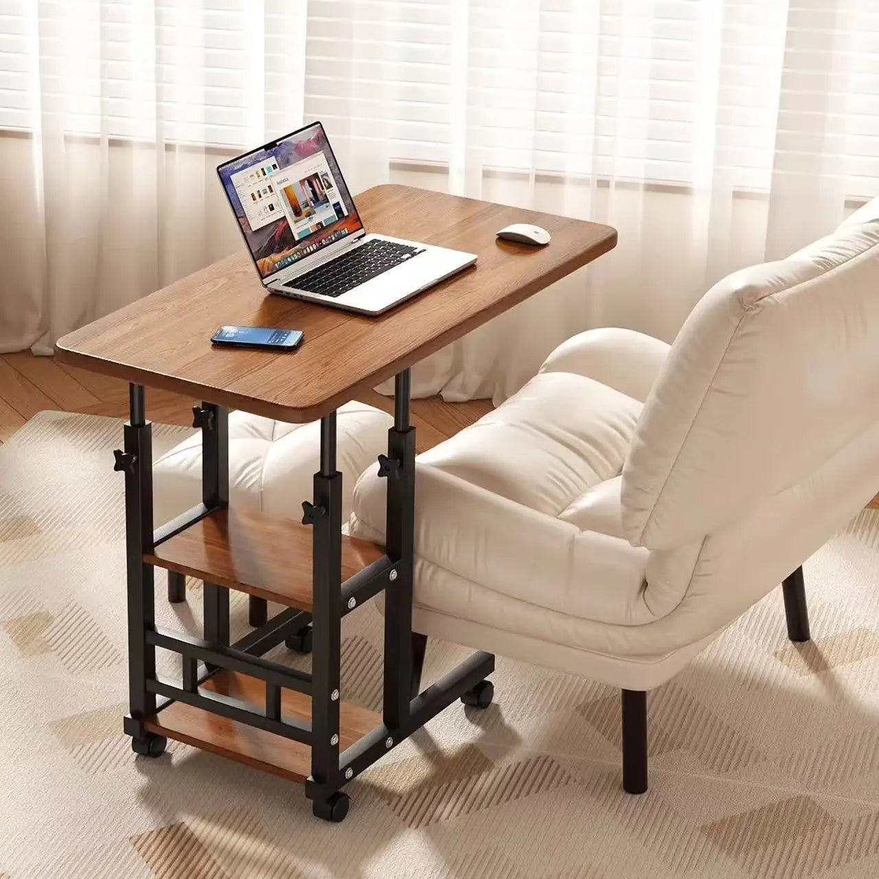 Movable Lifting Bedside Table Multifunctional Wheeled Movable Lifting Table For Bedroom Home Student Dormitory Desk Side Table - Smoothy Home