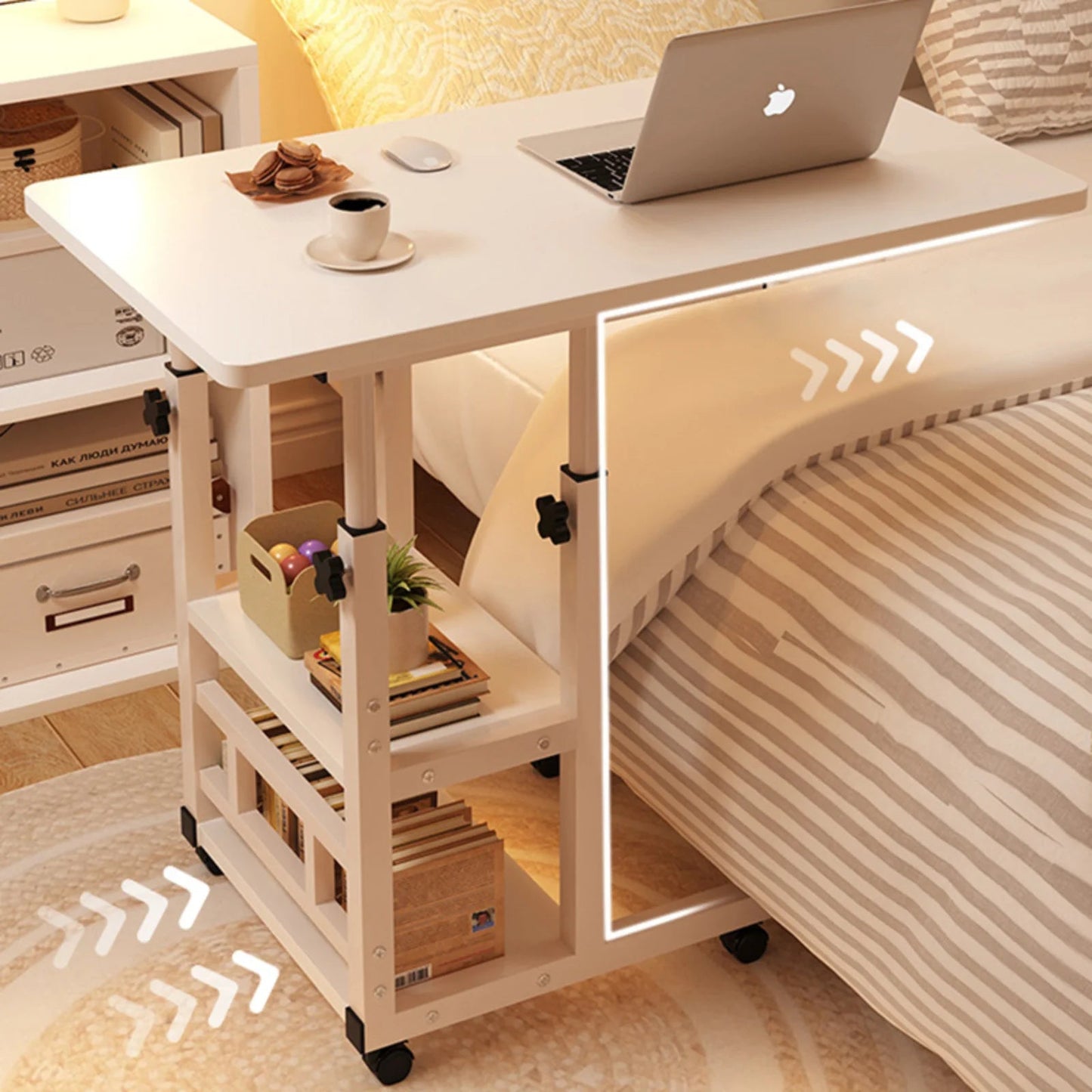Movable Lifting Bedside Table Multifunctional Wheeled Movable Lifting Table For Bedroom Home Student Dormitory Desk Side Table - Smoothy Home