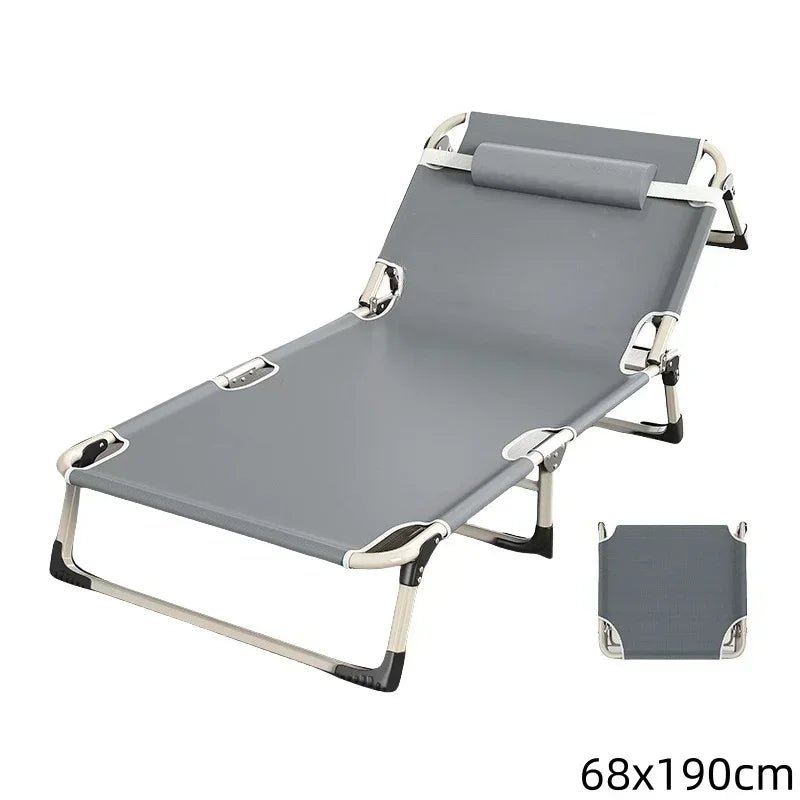 Multifunctional Steel Pipe Folding Lounger, Home Simple Single Ultralight Night Bed, Office Nap Camp Bed, Camping Tourist Bed - Smoothy Home