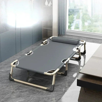 Multifunctional Steel Pipe Folding Lounger, Home Simple Single Ultralight Night Bed, Office Nap Camp Bed, Camping Tourist Bed - Smoothy Home