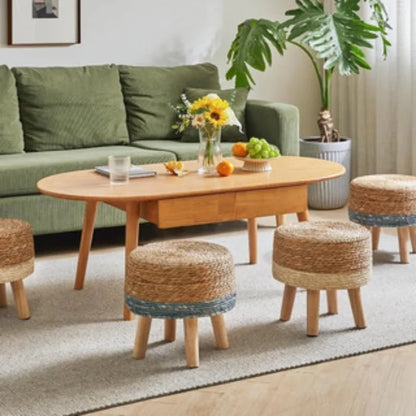 Natural Small Round Stool for Entryway, Living Room, Bedroom, Thickened Seat for Shoe Change, Handwoven Home Decor - Smoothy Home
