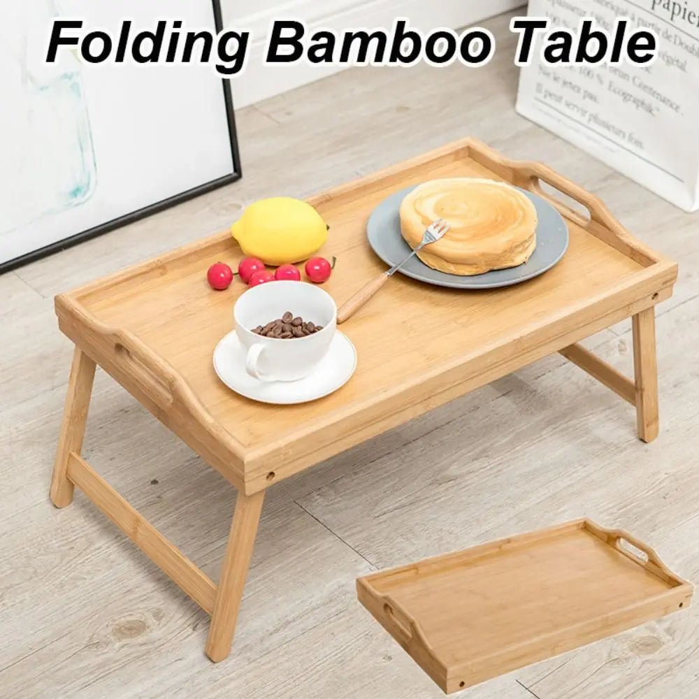 New Folding Table Multifunction Bamboo Dining-table Mini Breakfast Dessert Tray Bedroom - Smoothy Home