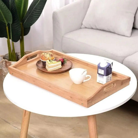 New Folding Table Multifunction Bamboo Dining-table Mini Breakfast Dessert Tray Bedroom - Smoothy Home