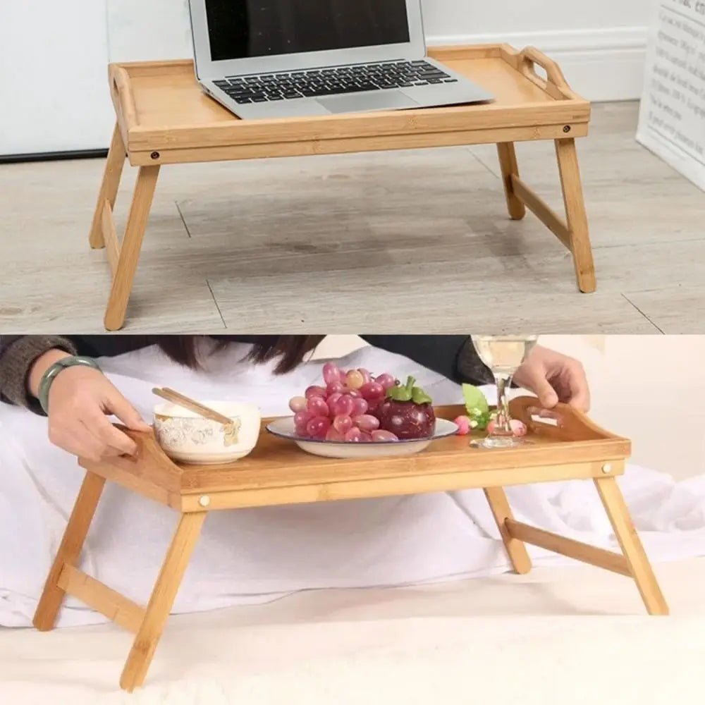 New Folding Table Multifunction Bamboo Dining-table Mini Breakfast Dessert Tray Bedroom - Smoothy Home