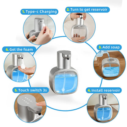 New Wall Mounted Automatic Soap Dispenser Foam Smart Hand Washing Machine 500ml Liquid Rechargeable Bathroom Induction Sensor - Smoothy Home