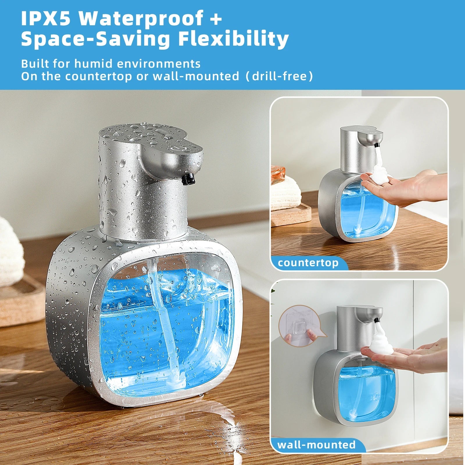 New Wall Mounted Automatic Soap Dispenser Foam Smart Hand Washing Machine 500ml Liquid Rechargeable Bathroom Induction Sensor - Smoothy Home