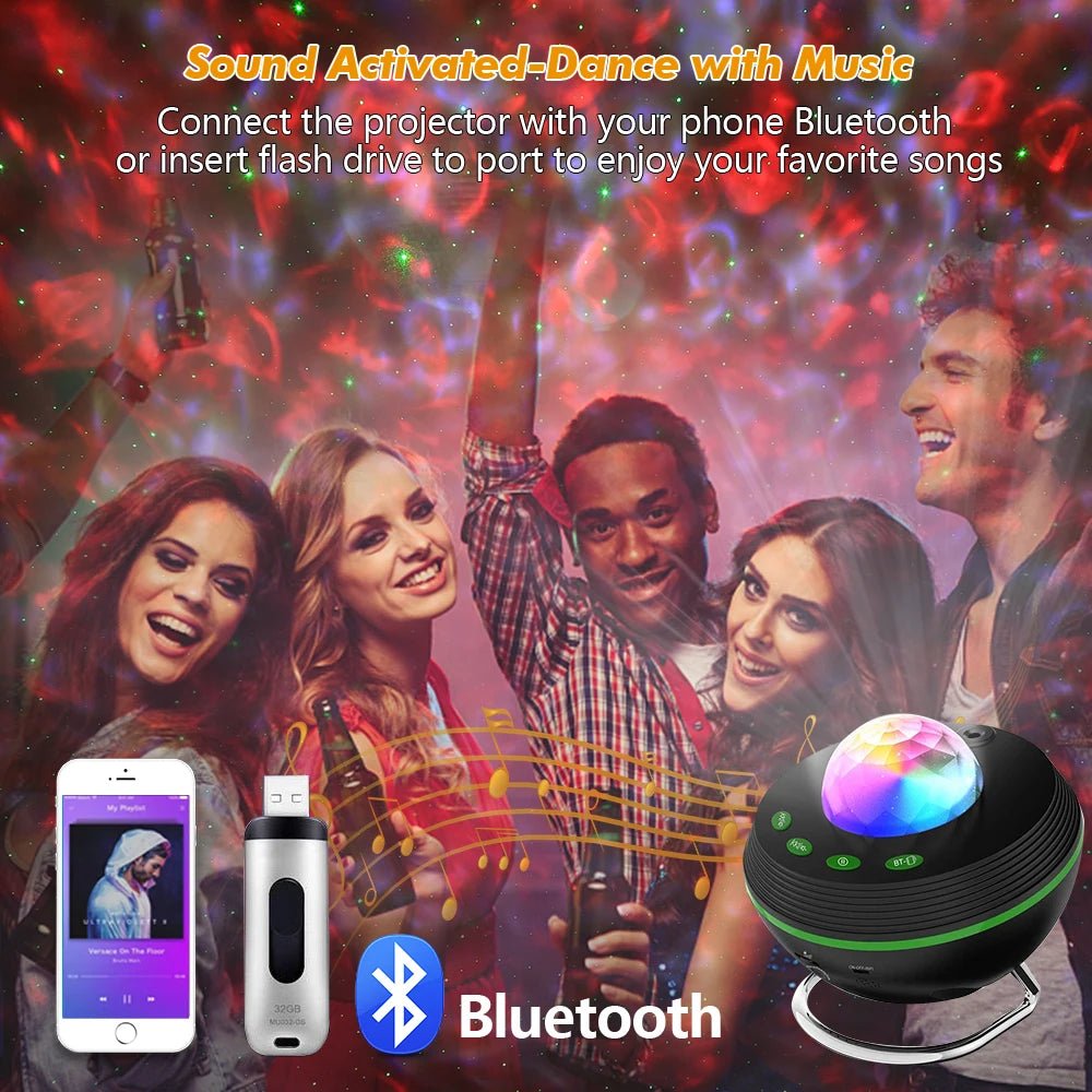 New WiFi Tuya Smart LED Star Galaxy Projector Ocean Wave Starry Sky Night Light Nebula Atmospher Lamp Blueteeth USB Music Player - Smoothy Home