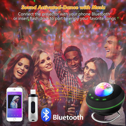 New WiFi Tuya Smart LED Star Galaxy Projector Ocean Wave Starry Sky Night Light Nebula Atmospher Lamp Blueteeth USB Music Player - Smoothy Home