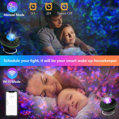 New WiFi Tuya Smart LED Star Galaxy Projector Ocean Wave Starry Sky Night Light Nebula Atmospher Lamp Blueteeth USB Music Player - Smoothy Home