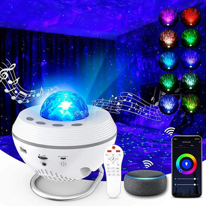 New WiFi Tuya Smart LED Star Galaxy Projector Ocean Wave Starry Sky Night Light Nebula Atmospher Lamp Blueteeth USB Music Player - Smoothy Home