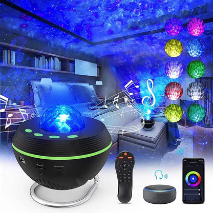 New WiFi Tuya Smart LED Star Galaxy Projector Ocean Wave Starry Sky Night Light Nebula Atmospher Lamp Blueteeth USB Music Player - Smoothy Home