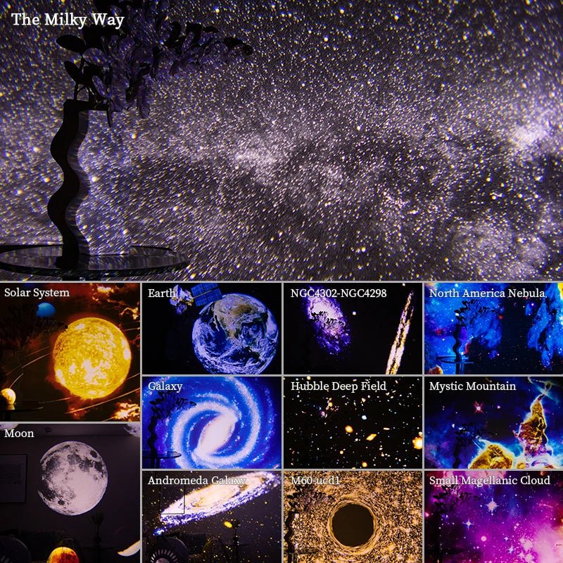 Night Light Galaxy Projector Starry Sky Projector 360° Rotate Planetarium Lamp For Kids Bedroom Valentines Day Gift Wedding Deco - Smoothy Home
