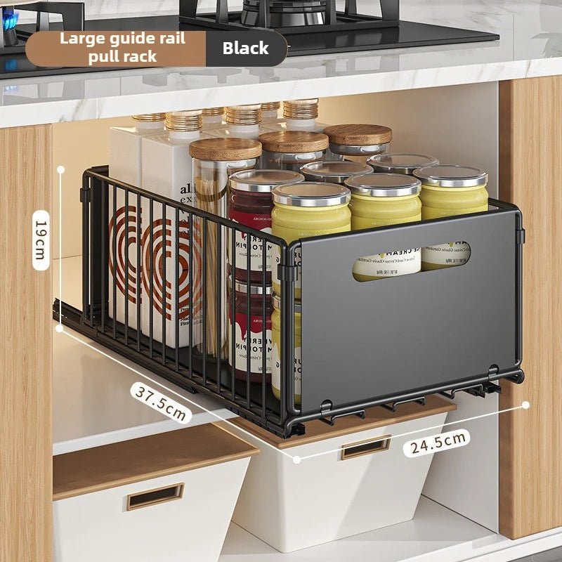 Non Perforated Folding Cabinet with Pull-out Basket Multifunctional Snack Storage Rack Household Kitchen Sink Storage Rack - Smoothy Home
