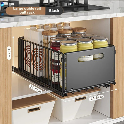Non Perforated Folding Cabinet with Pull-out Basket Multifunctional Snack Storage Rack Household Kitchen Sink Storage Rack - Smoothy Home