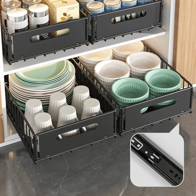 Non Perforated Folding Cabinet with Pull-out Basket Multifunctional Snack Storage Rack Household Kitchen Sink Storage Rack - Smoothy Home