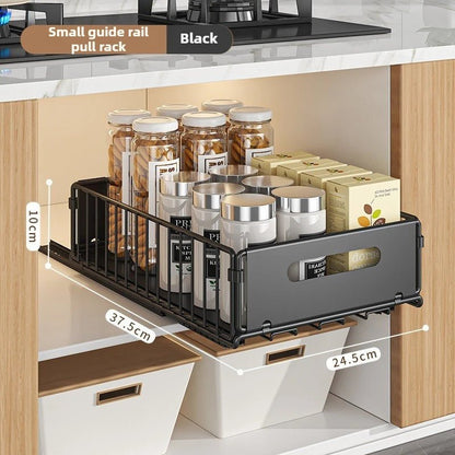 Non Perforated Folding Cabinet with Pull-out Basket Multifunctional Snack Storage Rack Household Kitchen Sink Storage Rack - Smoothy Home