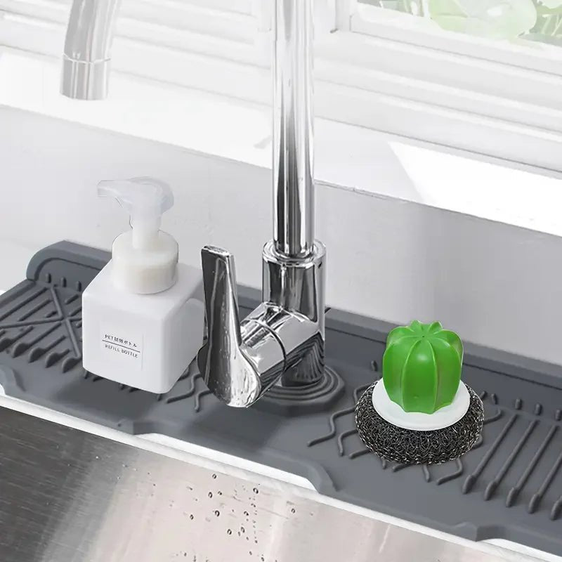 Non-slip Silicone Kitchen Drain Mat, Suitable for Modern Sink Dishwashing and Food Prep Trays. Durable, Easy to Clean, Splash-Pr - Smoothy Home