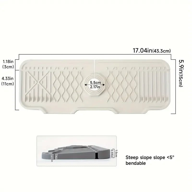 Non-slip Silicone Kitchen Drain Mat, Suitable for Modern Sink Dishwashing and Food Prep Trays. Durable, Easy to Clean, Splash-Pr - Smoothy Home