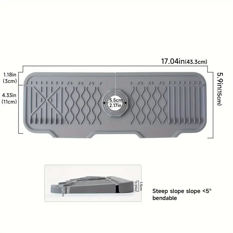 Non-slip Silicone Kitchen Drain Mat, Suitable for Modern Sink Dishwashing and Food Prep Trays. Durable, Easy to Clean, Splash-Pr - Smoothy Home