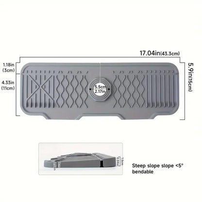 Non-slip Silicone Kitchen Drain Mat, Suitable for Modern Sink Dishwashing and Food Prep Trays. Durable, Easy to Clean, Splash-Pr - Smoothy Home