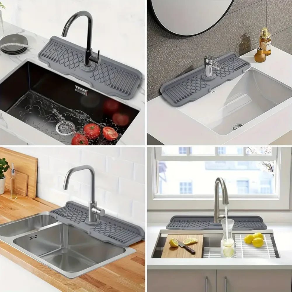 Non-slip Silicone Kitchen Drain Mat, Suitable for Modern Sink Dishwashing and Food Prep Trays. Durable, Easy to Clean, Splash-Pr - Smoothy Home