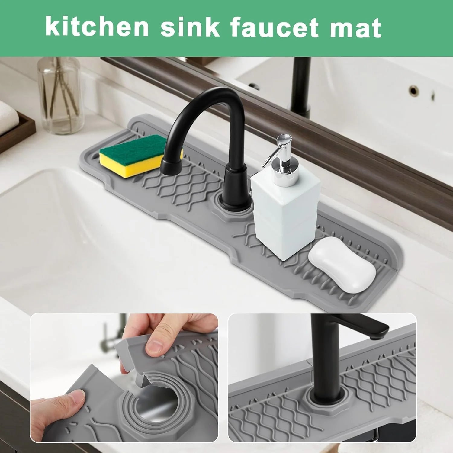 Non-slip Silicone Kitchen Drain Mat, Suitable for Modern Sink Dishwashing and Food Prep Trays. Durable, Easy to Clean, Splash-Pr - Smoothy Home
