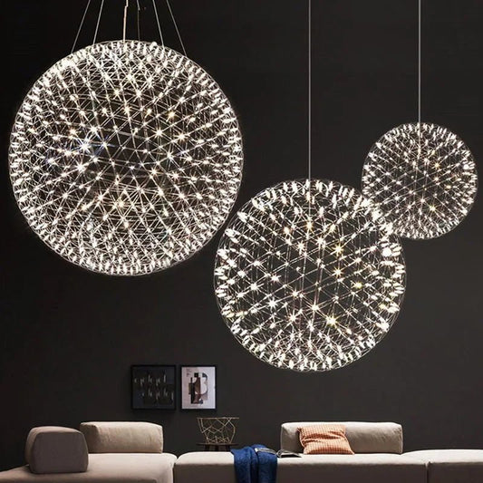 Nordic LEDSpark Ball Chandelier Restaurant Living Room Bedroom Shopping Center Hotel Luxury Pendant Lamp Park Art Decor Lighting - Smoothy Home