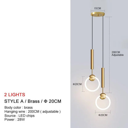 Nordic Luxury LED Restaurant Ceiling Pendant Lights Dining Room Chandelier Fixtures Decor Bar Bedroom Bedside Hanging Lamp Gold - Smoothy Home