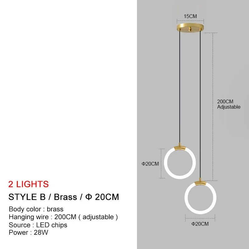 Nordic Luxury LED Restaurant Ceiling Pendant Lights Dining Room Chandelier Fixtures Decor Bar Bedroom Bedside Hanging Lamp Gold - Smoothy Home