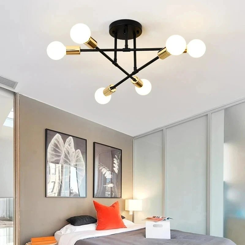 Nordic Minimalist Pendant Light Ceiling Lamp LED Chandelier Suitable for Bedrooms Living Rooms Black Gold Lighting Decoration - Smoothy Home