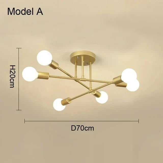 Nordic Minimalist Pendant Light Ceiling Lamp LED Chandelier Suitable for Bedrooms Living Rooms Black Gold Lighting Decoration - Smoothy Home
