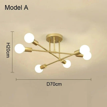 Nordic Minimalist Pendant Light Ceiling Lamp LED Chandelier Suitable for Bedrooms Living Rooms Black Gold Lighting Decoration - Smoothy Home