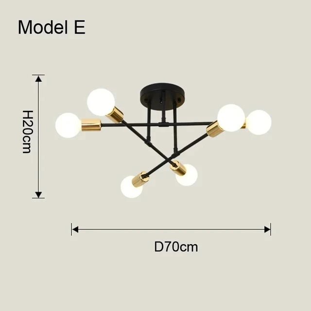 Nordic Minimalist Pendant Light Ceiling Lamp LED Chandelier Suitable for Bedrooms Living Rooms Black Gold Lighting Decoration - Smoothy Home