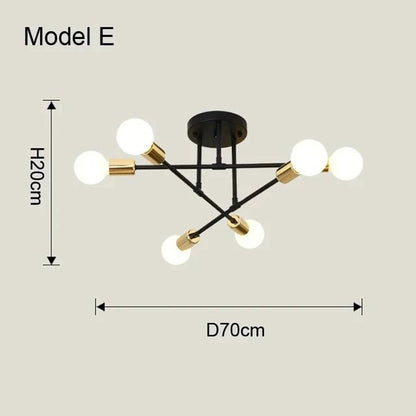 Nordic Minimalist Pendant Light Ceiling Lamp LED Chandelier Suitable for Bedrooms Living Rooms Black Gold Lighting Decoration - Smoothy Home