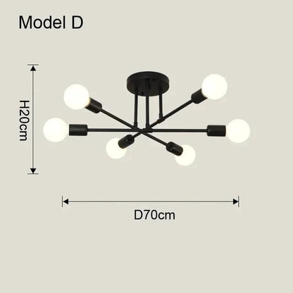 Nordic Minimalist Pendant Light Ceiling Lamp LED Chandelier Suitable for Bedrooms Living Rooms Black Gold Lighting Decoration - Smoothy Home