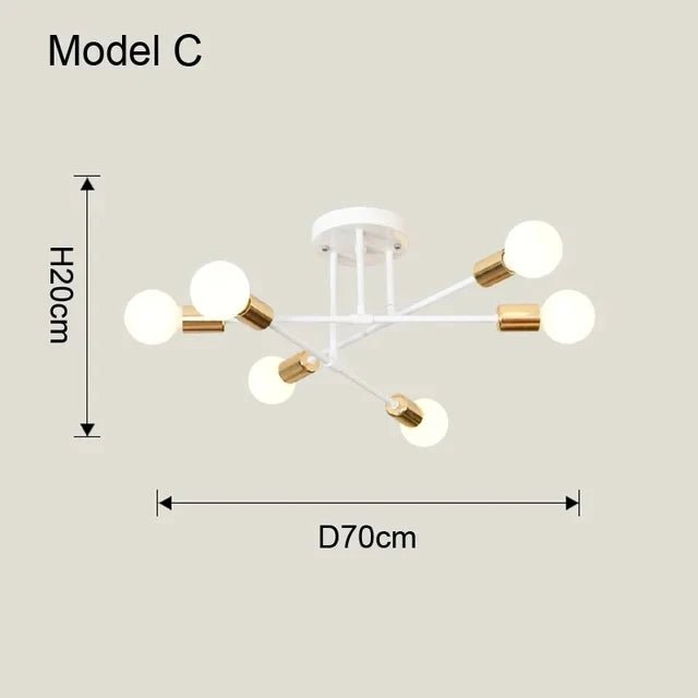 Nordic Minimalist Pendant Light Ceiling Lamp LED Chandelier Suitable for Bedrooms Living Rooms Black Gold Lighting Decoration - Smoothy Home