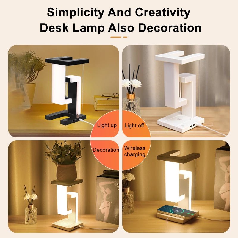 Novelty floating lamp with 10 W detachable wireless charger decorative light for bedroom/office - Smoothy Home