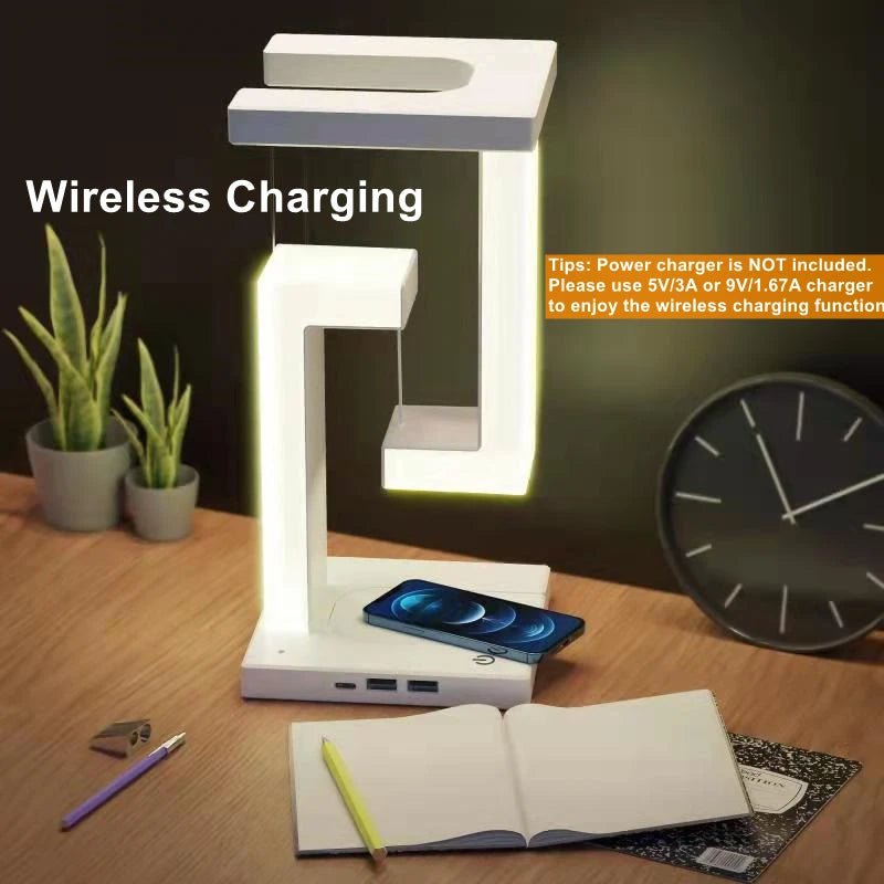 Novelty floating lamp with 10 W detachable wireless charger decorative light for bedroom/office - Smoothy Home