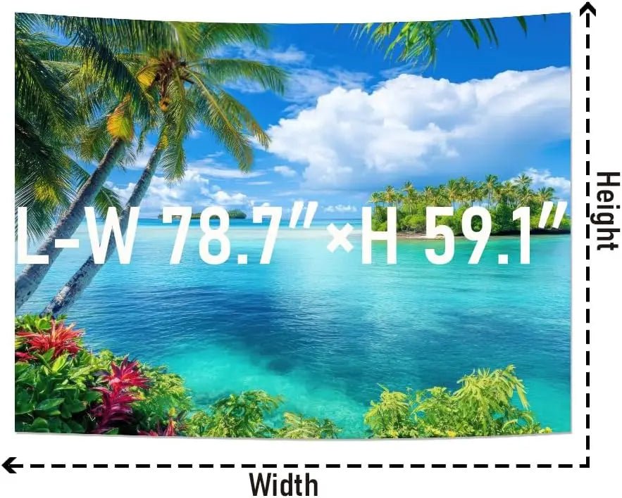 Ocean Beach Tapestry Blue Sea Tapestry Tropic Ocean Island Paradise Wall Tapestries Coconut Tree Palm Seaside Tapestries Wall - Smoothy Home
