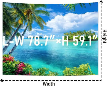 Ocean Beach Tapestry Blue Sea Tapestry Tropic Ocean Island Paradise Wall Tapestries Coconut Tree Palm Seaside Tapestries Wall - Smoothy Home