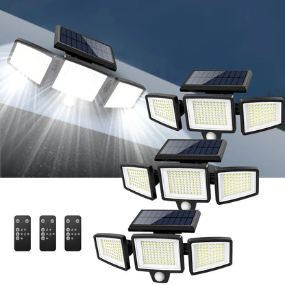 Outdoor Waterproof Solar Light with Motion Sensor 3-Head 200+ LEDs Security Light for Porches Garages Yard Entrances - Smoothy Home