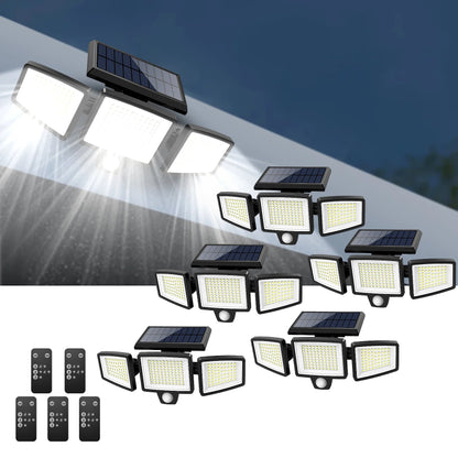 Outdoor Waterproof Solar Light with Motion Sensor 3-Head 200+ LEDs Security Light for Porches Garages Yard Entrances - Smoothy Home