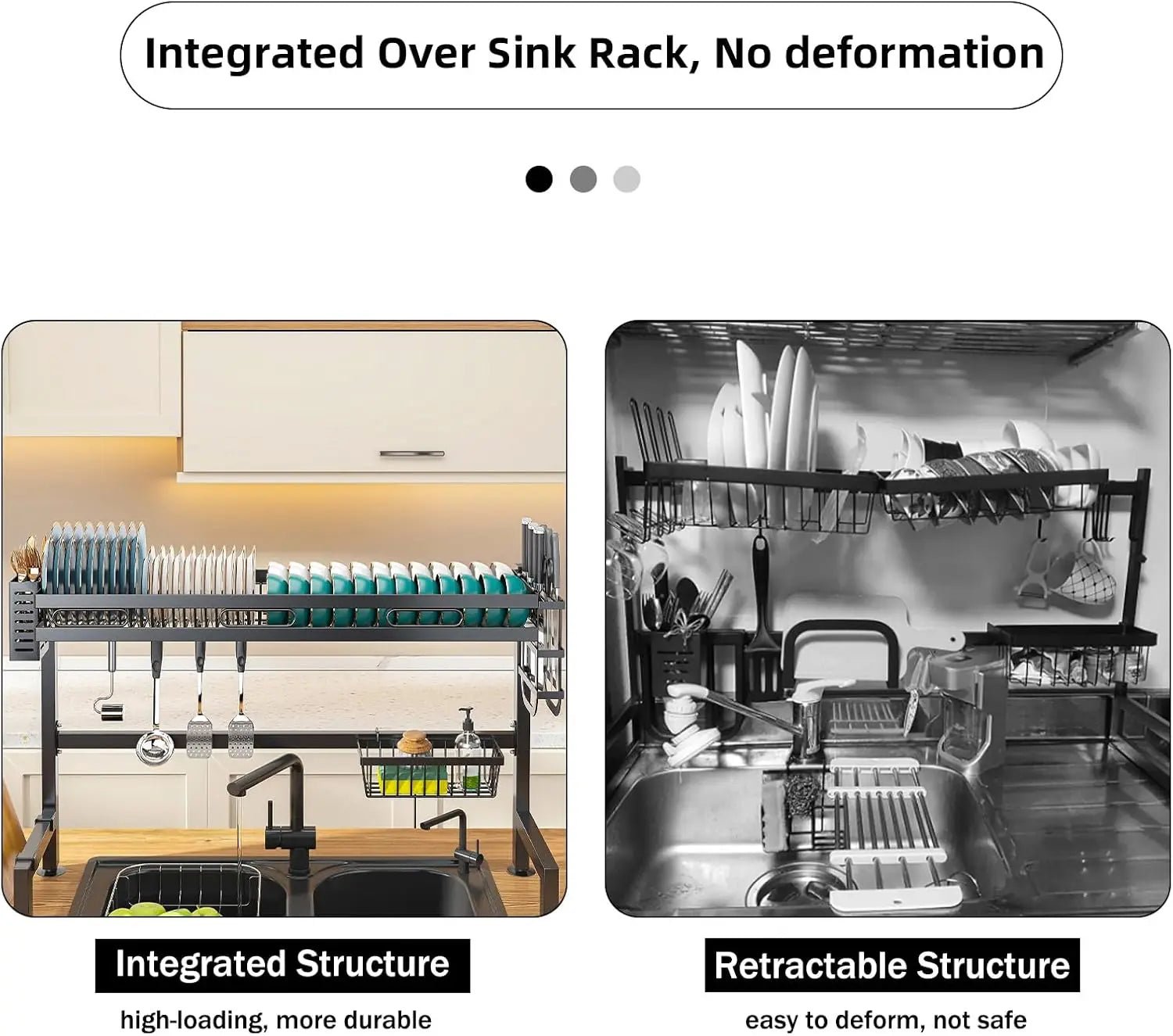 Over The Sink Kitchen Storage Organiser, Rustproof Dish Drying Rack with Utensil & Soap Holder, Dish Rack - Smoothy Home