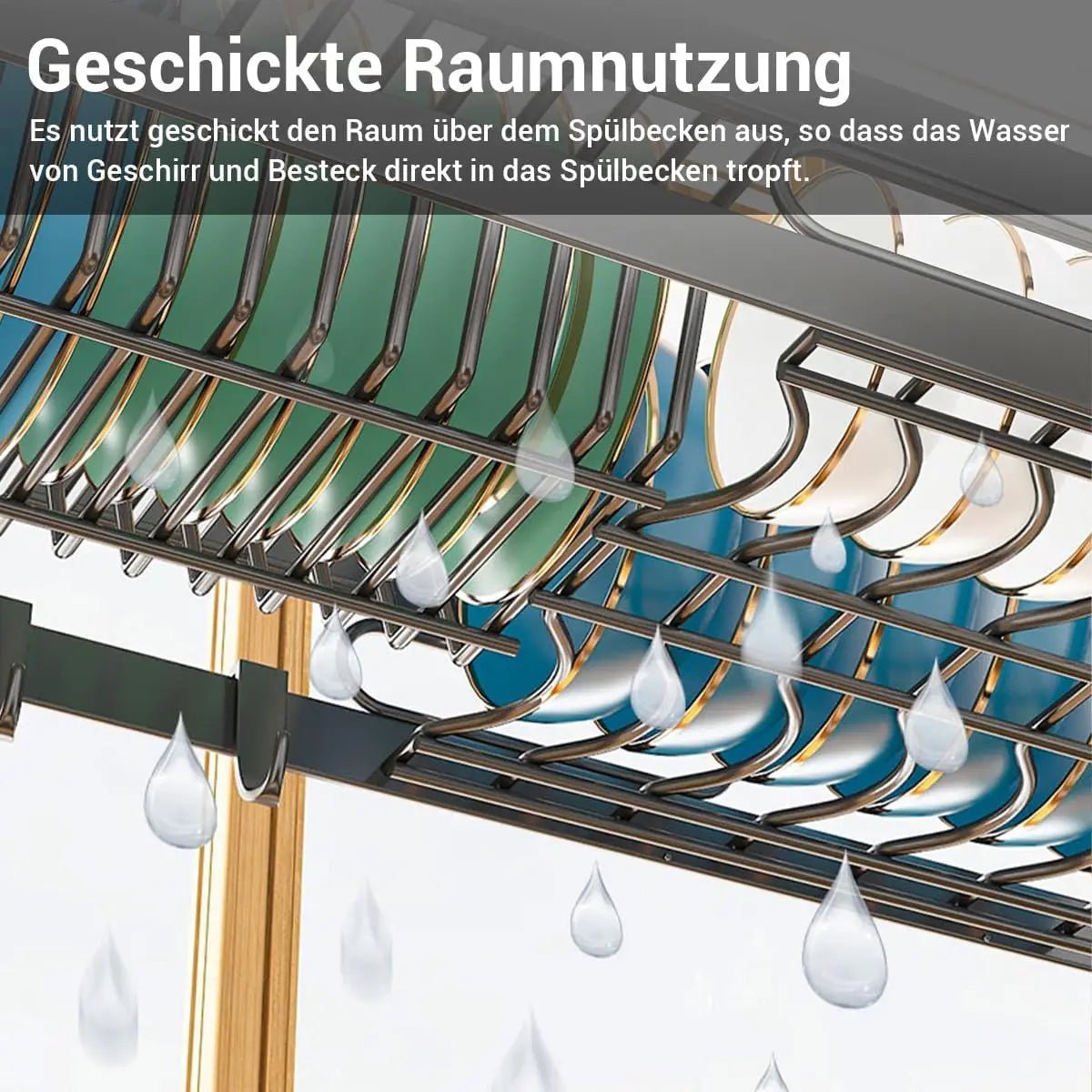 Over The Sink Kitchen Storage Organiser, Rustproof Dish Drying Rack with Utensil & Soap Holder, Dish Rack - Smoothy Home