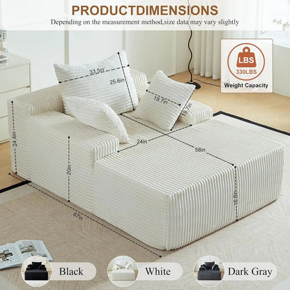 Oversized Corduroy Sofa Bed - Smoothy Home
