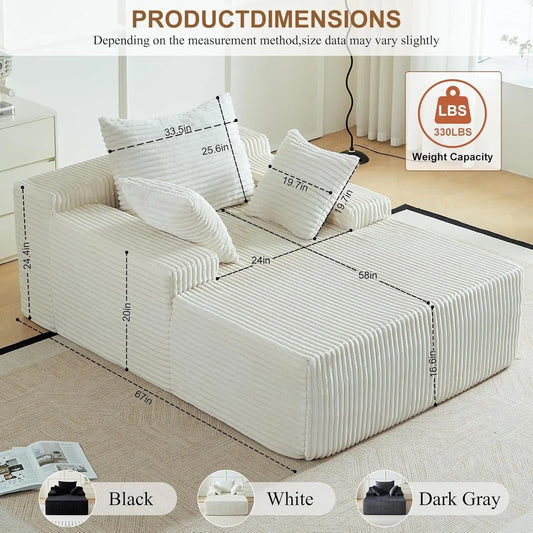 Oversized Corduroy Sofa Bed - Smoothy Home